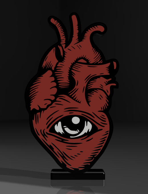 Heart With All Seeing Eyeball RED